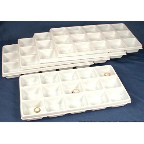 5 White Plastic 15 Compartment Jewelry Tray Inserts