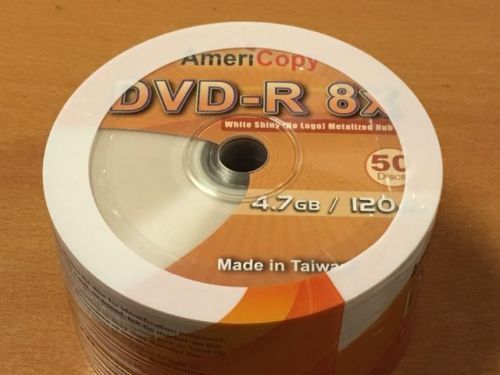 AMERICOPY DVD-R 8X WHITE SHINY (NO LOGO,METALIZED HUB) 50/BULK, 600/CTN