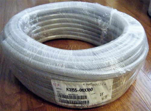 3/8&#034; I.D. CLEAR PVC TUBING; FOOD GRADE; REINFORCED (250PSI @ 70F) BY THE FOOT
