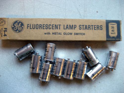 New box of 10 ea fs-4 fluorescent lamp starters w/metal glow switch, 30w-40w for sale