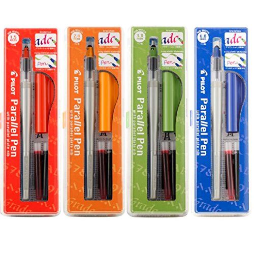 Pilot parallel calligraphy pen set, 1.5 mm, 2.4 mm, 3.8 mm and 6 mm with bonus i for sale