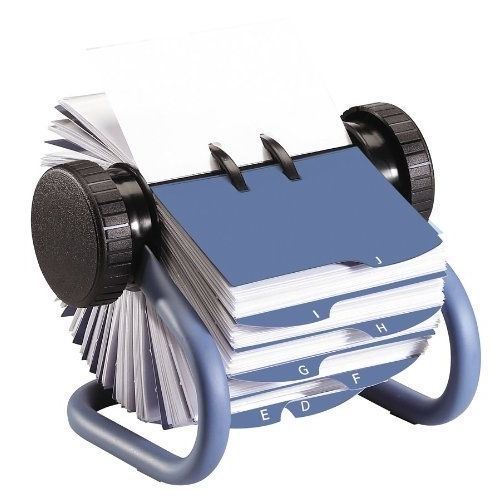 Metal Rotary Business Card File, 2-Card Blue (63299)