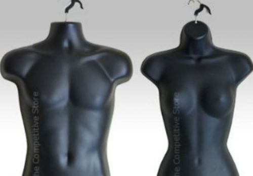 Mannequin male female torso form black display jewelry, clothing dress shirt for sale