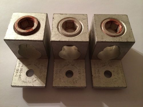 Lot of 3 ge 625-5 eletrical connectors lug 2-600 kcmil for sale
