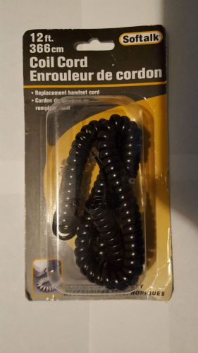 Softalk Coil Cord Handset Telephone Spiral Home Extend 12ft Black