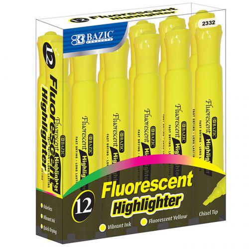 BAZIC Yellow Desk Style Fluorescent Highlighters (12/Box)  of-12