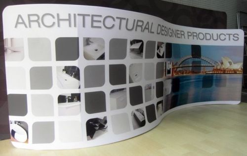 20ft tension fabric trade show display wave shaped + free custom print for sale
