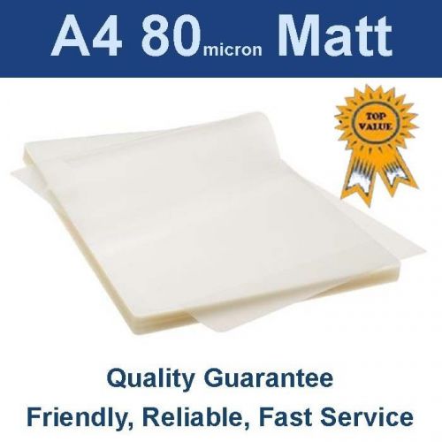 A4 laminating pouches film  80 micron matt (pk 100) for sale