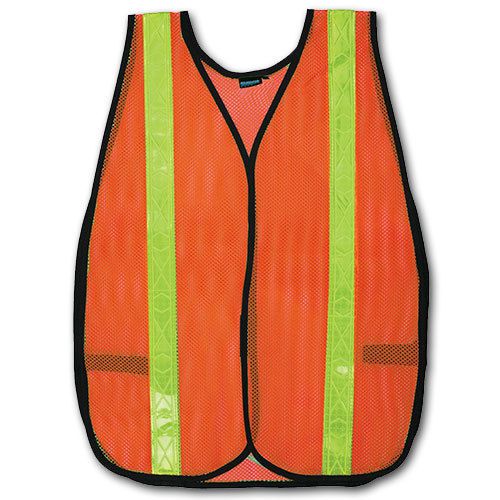 Hi-Viz Orange Safety Vest Mesh S18R 1&#034; Reflective Strips Non ANSI