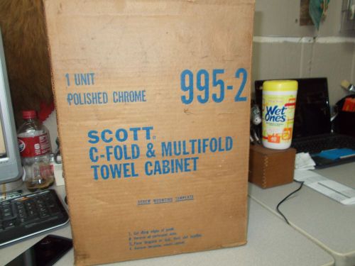 Stainless steel scott 995-2 c fold towel cabinet dispenser for sale