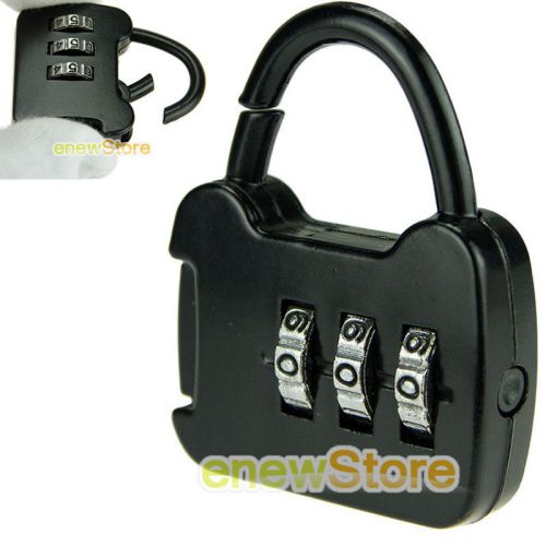 3 Dial Digit Combination Suitcase Luggage Password Code Lock Padlock Black