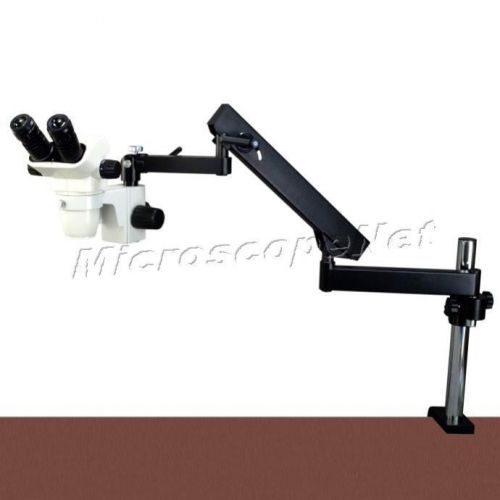 Omax 6.7x-45x zoom stereo microscope on articulating arm with 80 led ring light for sale