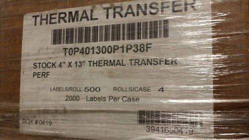 Thermal Transfer Perf Labels - T0P401300P1P38F 4&#034; x 13&#034;