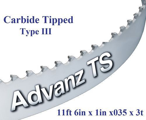11&#039; 6&#034; (138&#034;) x 1&#034; x 3t carbide tipped bandsaw blade! for sale