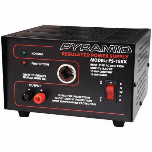 Pyramid PS15K Power Supply 10 Amp 13.8 Volt w/Car-Charger Adapter