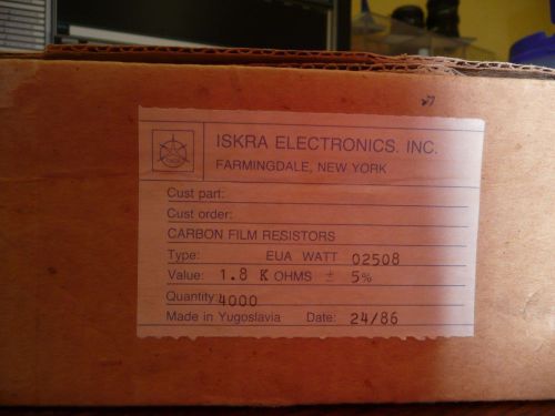 ISKRA  1 reel (4000pcs)  1.8K  .25Watt carbon film resistors  NOS