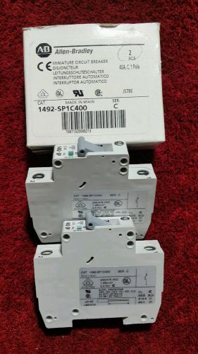 New lot of 2 allen bradley 1492-sp1c400 ser. c miniature circuit breaker  40a 1p for sale