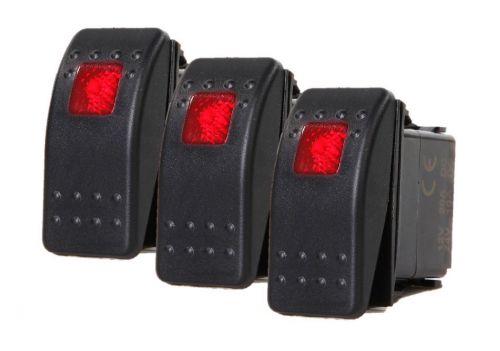# 3 PCS MARINE BOAT TRAILER RV ROCKER SWITCH ON-OFF SPST 3 PIN 1 RED LED AUTO