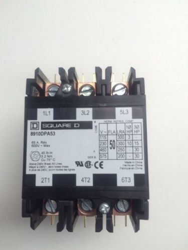 Square D 8910 DPA53 600VAC Series A 3 Pole Contactor
