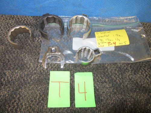 5 PC SNAP-ON CROWFOOT WRENCH HEADS 1-15/16 1-7/8 1-11/16 1-1/4 1/2&#034; DRIVE 3/8&#034;
