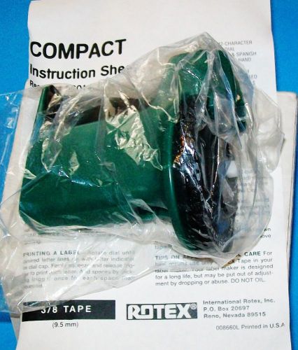 NIB VINTAGE ROTEX EMBOSSING GREEN LABEL MAKER FOR 3/8&#034; TAPE NEW