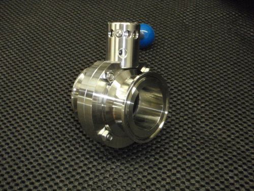 STAINLESS TRI CLAMP BUTTERFLY 4 POSITION VALVE 1 3/4&#034; O.D. SANITARY 45mm