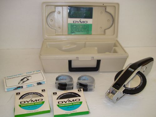 Vintage Dymo 1550 Labeling Kit with Embossing Wheels &amp; Reels of Tape &amp; Case