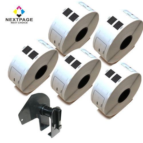 5 rolls compatible for brother dk-1201(1-1/7&#034;x3-1/2&#034;) with 1 reusable cartridge for sale