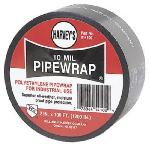 William H. Harvey 2&#034; x100&#039;, Black, High Quality Polyethylene Pipe Wrap, 10 Mil