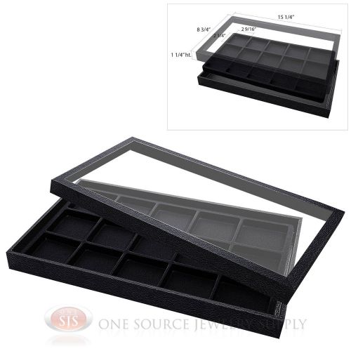 (1) Acrylic Top Display Case &amp; (1) 15 Compartmented Black  Insert Organizer