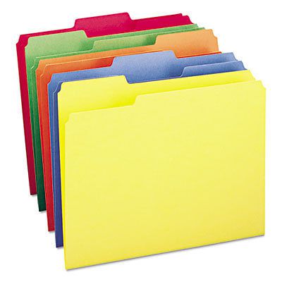 File Folders, 1/3 Cut Top Tab, Letter, Bright Assorted Colors, 100/Box