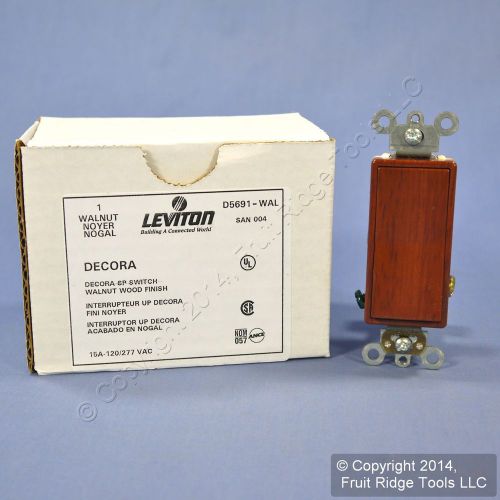Leviton Walnut Woodgrain Finish Decora Rocker Light Switch Single Pole D5691-WAL