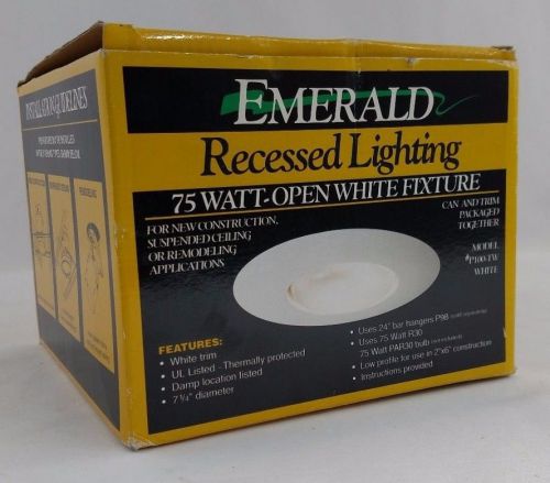 NIB Emerald Recessed Light 75 Watt Model #P100-TW WHITE 7 1/4&#034; Diameter 75W