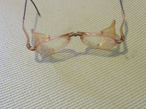 FAMOUS NO NAME YELLOW FRAMES CLEAR LENSE   STEAMPUNK FOLDING SAFETY GLASES