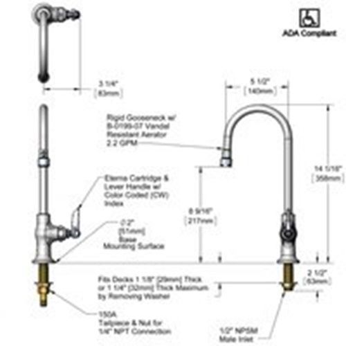 T&amp;S Brass B-0305-VF22 Pantry Faucet single deck mount