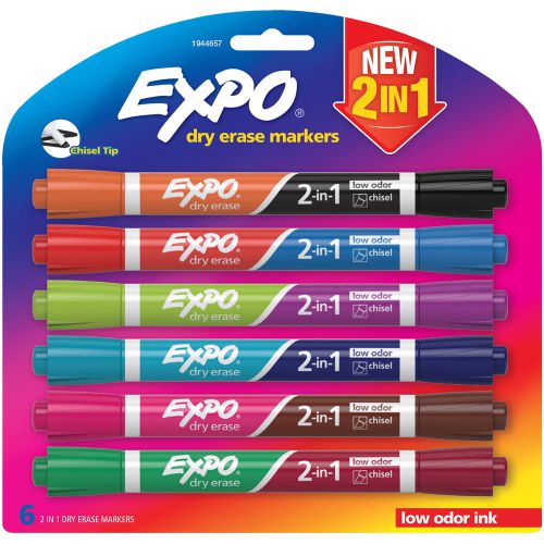 2 in 1 dry erase markers 6/pkg-12 colors for sale