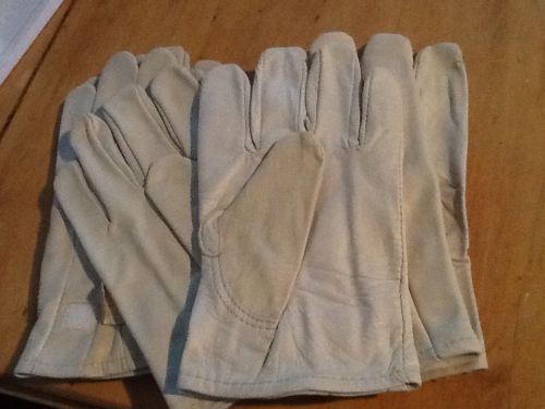 3 pairs Men&#039;s large size 9 soft cowhide drivers ropers unlined  work gloves