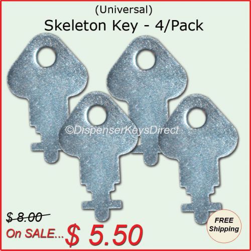 &#034;Skeleton&#034; Dispenser Key for Paper Towel &amp; Toilet Tissue Dispensers - (4/pk.)