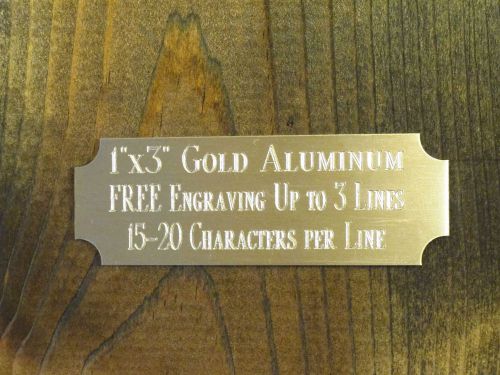 1&#034;x3&#034; gold name plate art-trophies-gift-taxidermy-flag case free custom engraved for sale