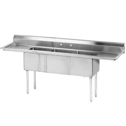 (3) Three Compartment Commercial Stainless Steel Sink 84 x 25.5