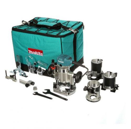 Makita 1-1/4 hp compact corded router kit with 3-base woodworking &amp; power tools for sale