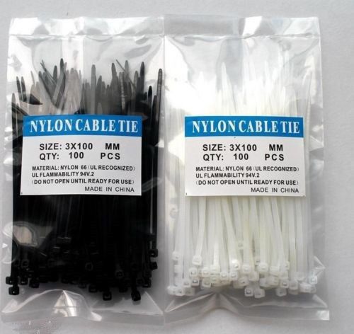 100pcs Black White Network Nylon Plastic Cable Wire Zip Tie Cord Strap TB
