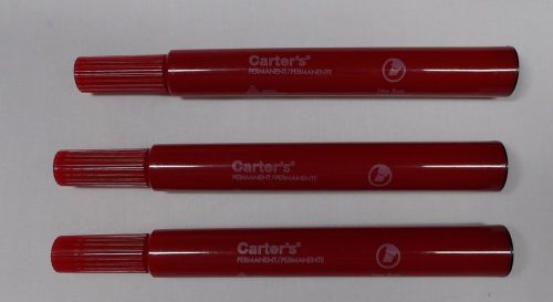 Set of 3 Carter&#039;s Red Permanent Markers Non-Toxic Multifaceted Tip NEW OS3