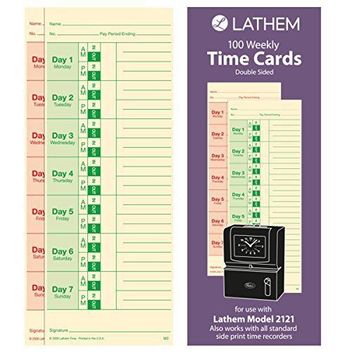 Lathem Weekly Time Cards, Double-Sided, for Lathem Model 2121/Side-Print Time