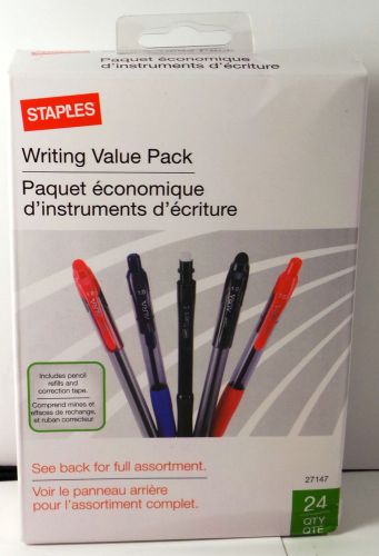 Staples Writing Value 24 Pack Pens, Pencils, Lead Refills, Correct Tape, Lead
