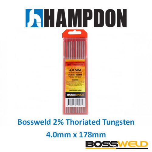 Bossweld 2% thoriated tungsten 4.0mm x 178mm (pkt 10) - 900308 for sale
