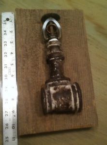 Antique Fire Sprinkler Head Mounted On Rustic Piece Of Wood. Comes W/ T Pipe