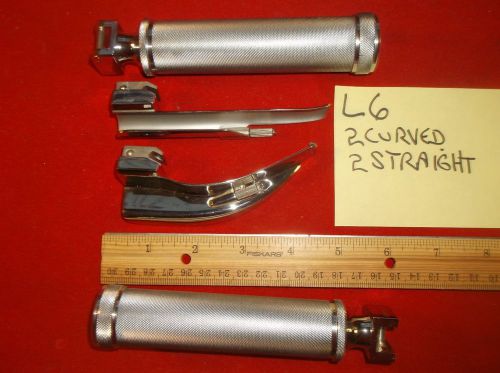 lot L6  Laryngoscope Sets  2 handles 1 straight 1 curved  blade free priority