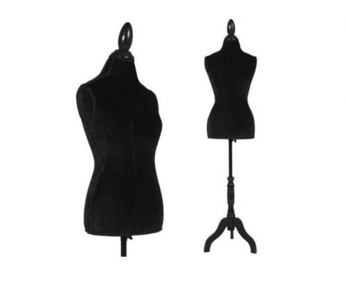 Female Mannequin Torso Dress Form Clothing Display Velvet Black Tripod Stand New