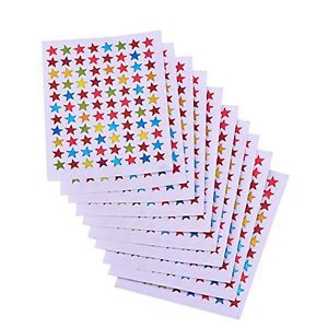 eBoot Assorted Colors Star Stickers Labels, 10 Sheet